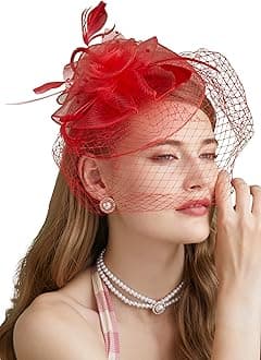 Fascinators Hats 20s 50s Hat Pillbox Hat Cocktail Tea Party Headwear with Veil for Girls and Women