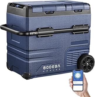 BODEGACOOLER 12 Volt Car Refrigerator,59 Quart (55L)12v Portable refrigerator,Car Fridge Freezer, -4℉-68 Car Cooler 12/24V DC and 100-240V AC for RV, Camping,Travel,Dual Zone With APP Control(2 Doors)