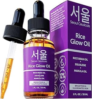 Rice Bran Oil for Skin - Korean Skin Care Facial Glow Oil With Squalane & Vitamin E - Cruelty Free K Beauty Skincare 1oz