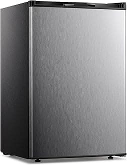 Kismile Small Freezer Upright, 3.0 Cu.ft Mini Freezer with Adjustable Thermostat, Removable Shelves, Reversible Single Door, Stand Up Freezer for Bedroom/Home/Dorms/Apartment (Stainless Steel)