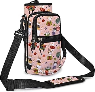 AUPET Water Bottle Sling Bag Sleeve Holder Carrier 25/32/40/64 oz,Insulated Crossbody Water Bottle Case Cover with Strap and Pockets for Men/Women Walking Hiking (Cute Cat Circus, 25oz)