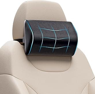 FOVERA Car Neck Rest Pillow | 2 Years Warranty | Memory Foam Neck Pillow for Car, Car Seat Head Rest Cushion for Neck & Cervical Support - Relieves Neck Pain (Standard, Black, Pack of 1)