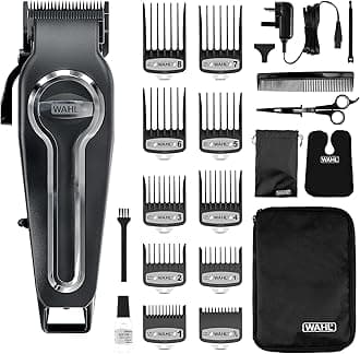 Elite Pro Cordless Hair Clipper, Men's Cordless Hair Clippers, Hair Clippers for Men, DIY Haircuts, Home Hair Cutting, Men’s Head Shaver, Buzz Cut, Fading, Secure Fit Premium Cutting Combs, Black