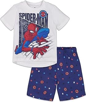 Marvel Spiderman Toddler Boys T-Shirt and French Terry Shorts Set White 3T