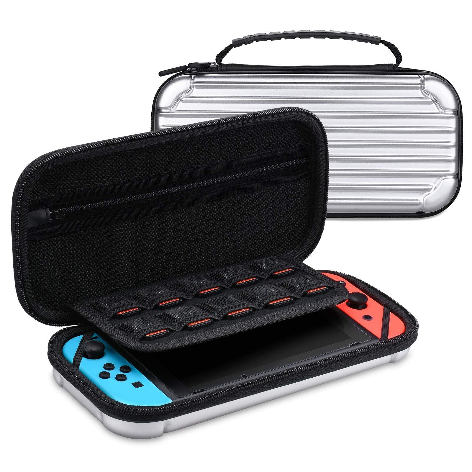 Carrying Case for Nintendo Switch - Tendak Protective Game Case Bag Include 10 Game Cards Storage, Zipper Accessories Pocket, Hard Shell for Nintendo Switch