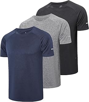 Gaiatiger1/3 Pack Mens T-Shirts Quick Dry Short Sleeve Tops Moisture Wicking Active Athletic Running Work Shirts