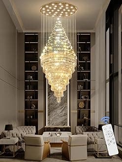 Flashing God D59''X H120'' Large Chandelier for High Ceiling, Modern Crystal Chandeliers Lighting Fixture Raindrop Chandelier for Entryway Staircase Foyer Living Room