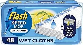 Flash Speedmop Wet Floor Cleaning Wipes, 48 Cloths (24x2), Antibac Lemon Multi-Surface, Trap & Lock Daily Dirt, Grease & Grime Without Getting Down On Your Knees