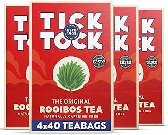 Rooibos Teabags, Caffeine-Free Tea, Pack of 4 x 40 Tea Bags (160 Teabags), Naturally Sweet Herbal Tea, Biodegradable, Rooibos UK, Redbush Tea Bags- 4 Pack