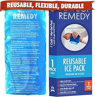 Perfect Remedy Gel Ice Pack - Hot & Cold Compress, Reusable Injury Ice Pack for Knee, Shoulder, Back, Neck, Hip, Ankle, Wrist, Foot Pain Relief & Injury Recovery Soft Gel for Muscle Strain (Blue, Reg)