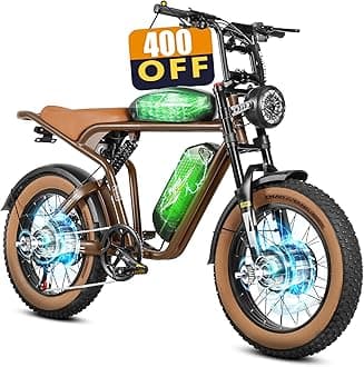 SAMEBIKEElectric Bike for Adults 2000W, 48V 36Ah Electric Motorcycle for Adults, 34Mph&136Miles Removable Dual Battery Ebike Hydraulic Full Suspension, 20"x4.0" Fat Tire Ebike, 7-Speed&UL Certified