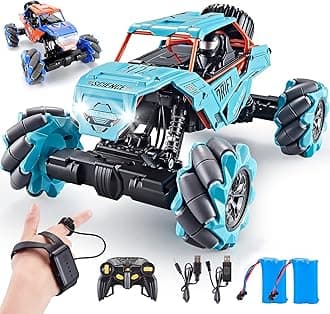 1:14 Scale 4WD Metal Gesture Sensor RC Car, 360° Rotating Hand Controlled Monster Truck All Terrains Remote Control Car Vehicle Stunt Car with Rechargeable Batteries for Boys Kids and Adults