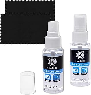 CamKixLens and Screen Cleaning Kit - 2X Cleaning Spray 2X Microfiber Cloth - Perfect to Clean The Lens of Your DSLR and Compatible with Your Camera, Smartphone, Tablet, Notebook, etc.
