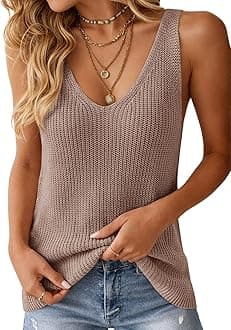Tutorutor Womens Summer Sleeveless V Neck Sweater Vest Fall Knitted Loose Cami Tank Tops