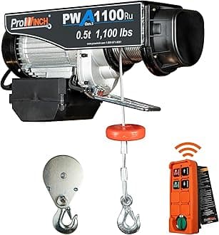 Prowinch Electric Hoist, 110V, 1100lbs Lifting Capacity, 38ft Lifting Height, Wireless Remote Control, Upper & Lower Limit Switches for Home Improvement, Warehouse Clearance, Garage Hoist System