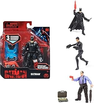 DC Comics, Batman 10cm Action Figure with 3 Accessories and Mystery Card, The Batman Movie Collectible Kids Toys for Boys and Girls Ages 3 and up, STYLES MAY VARY