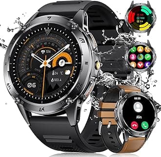 LIGE Blood Pressure Watch (Answer/Make Calls), 1.43" AMOLED Smart Watch for Men with LED Flashlight, 120+ Sports Modes/Heart Rate/Sleep Monitor/Stress Test, iOS Android Fitness Tracker Watch, IP68