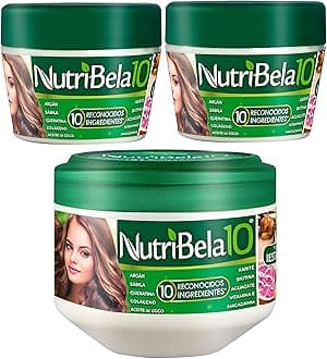 Nutribela Hair Mask for damaged dry hair treatment with Avocado Argan Collagen Coconut oil Keratin Aloe Vera Vitamin E Serum Shea Macadamia Deep Conditioner Curly Frizzy cabello maltratado 17Onz 3 pcs