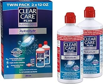 Plus Cleaning Solution with Lens Case, Twin Pack, Multi, 12 Oz, Pack of 2