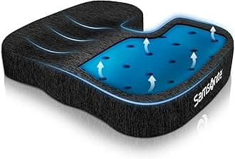 Gel Infused Seat Cushion – Ergonomic Cushion for Office Chair, Tailbone Pressure Pad, Coccyx Support for Sciatica, Memory Foam Seat for Car, Desk, or Gaming Chair Use, Black