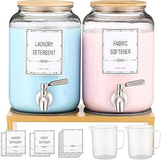 Glass Laundry Detergent Dispenser, 0.9 Gallon Liquid Fabric Softener Dispenser With Stainless-Steel Tap. Glass Jars Laundry Containers for Laundry Room Organization & Storage
