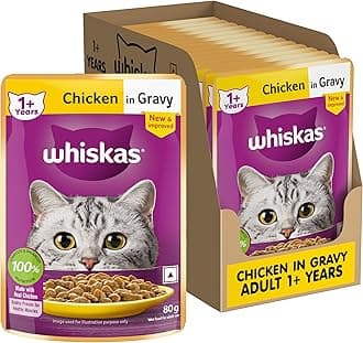 Adult Wet Cat Food, Chicken In Gravy, 12 Pouches (12 X 85G), Brown, 1 Count