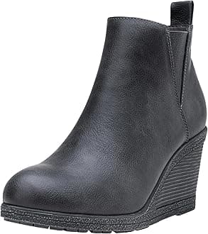 Vepose Women's 9679 Low Wedge Boots, Comfortable Ankle Booties with Inside Zipper