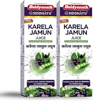 Karela Jamun Juice-1L (Pack of 2)- Help Maintain Healthy Sugar Levels| Diabetic Care, Paraben Free, Safe for Diabetics, No Added Sugar