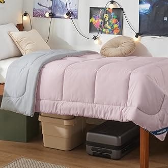 Bedsure Twin XL Comforter Duvet Insert, All Season Bed Comforter, Quilted Down Alternative Duvet, Box Stitched Comforters with Corner Tabs, Machine Washable, 68 x 92 Inches (Pink/Grey)