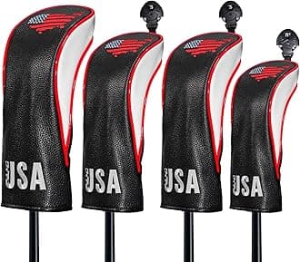- Golf Club Head Covers,4pcs or 1pc USA Golf Head Covers for Woods and Driver Fairway Hybrid - PU Leather Mallet Blade Putter for Men Women Golf Enthusiast