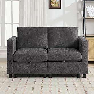 58”Modular Sectional Loveseat Sofa, Modern Love Seat 2 Seater Sofa Couch with Storage, Chenille Modular Sectional Couch for Living Room, Bedroom, Office, Small Apartment, Dark Grey