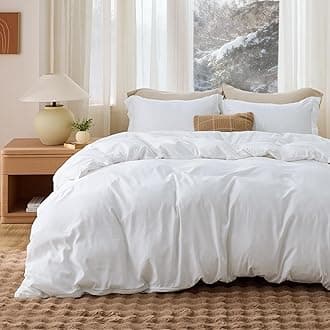 BEDSURE White Duvet Covers Queen Size - Soft Brushed Microfiber Duvet Cover Set 3 Pieces with Zipper Closure, 1 Duvet Cover 90x90 inches and 2 Pillow Shams(No Comforter)