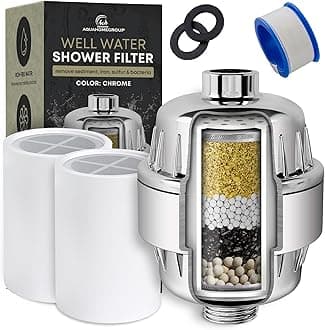 AquaHomeGroup Well Water Shower Filter | Deep Purification for Hard Water | Advanced 20-Stage Filtration for Healthier Skin and Hair | Easy Installation | Universal Fit