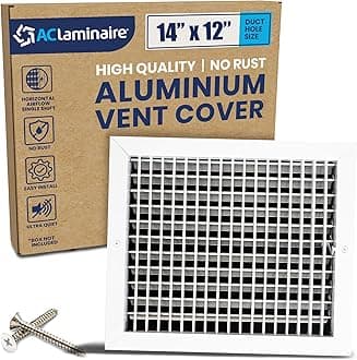 14" x 12" Duct Hole Aluminum Single Deflection Adjustable Air Supply Register with Multi-Shutter Damper for High Airflow - HVAC Wall Vent Cover, Aluminum, Face 15.6" x 13.6"