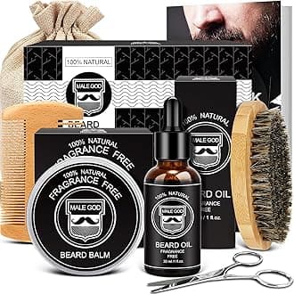 MALE GOD Beard Kit w/Natural Ingredients Beard Oil & Balm, Men's Care & Grooming Set w/Beard Brush & Comb, Anniversary | Birthday Gifts for Men, Him, Husband, Boyfriend, Dad