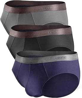 Separatec Mens Underwear With Pouch Breathable Cooling Rayon Made from Bamboo Underwear, Dual Pouch Mens Briefs 3 Pack