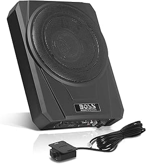BASS10 Amplified Car Subwoofer - Low Profile, 10 Inch Subwoofer, Remote Subwoofer Control, for Vehicles Needing Bass with Limited Space, Remote Subwoofer Control