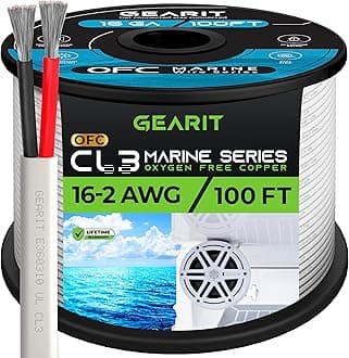 GearIT 16/2 Marine Wire (100 Feet) 16AWG Gauge - Tinned OFC Copper/Marine Grade Speaker Cable/Duplex / 2 Conductors - OFC Oxygen-Free Copper, White 100ft