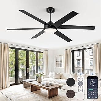 Fanbulous 60 Inch Ceiling Fans with Lights and Remote, Reversible 6 Blades & Dimmable 3-Color Outdoor Ceiling Fans for Patios, DC Motor Large Ceiling Fan for Indoor or Covered Outdoor-Black
