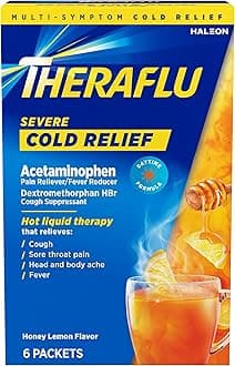 Theraflu Daytime Severe Cold Relief Powder, Honey Lemon​ Flavor, 6 Count