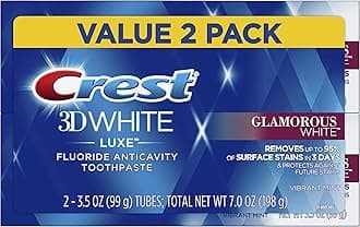 Twin Pack 3D White Luxe Glamorous White Multi Action Toothpaste, 3.5 Ounce Each, 2 Pack