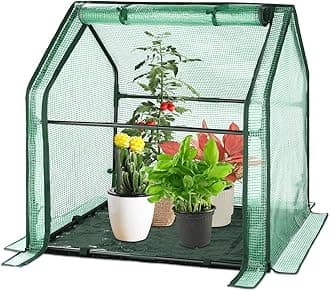 Portable Mini Greenhouse Small Green House with Waterproof Pad 36x18x33 Inch Plant Cover Tent for Garden Small Plants Indoor Outdoor, Green PE