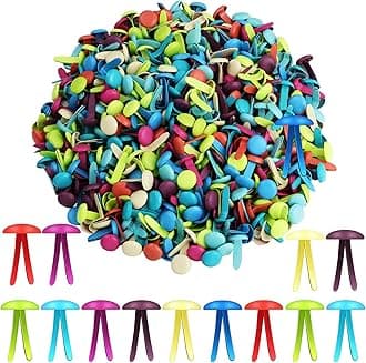 Hotop 500 Pieces Paper Fasteners Brads Round Fasteners with White Paper Box for Art Crafting School Project Decorative Scrapbooking DIY Supplies (Multicolored,0.24 x 0.47 Inch)