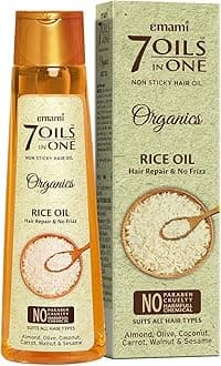 Emami 7 Oils In One Organics Rice Oil Hair Repair & No Frizz, Nourishing & Hydrating, Ultra-Light & Non-Sticky, 200ml