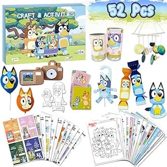 Blue Heeler Arts and Crafts Kits for Kids, 18-in-1 Birthday Gifts Set Crafts Includes Heeler Family Games, Colouring, DIY Activities, Creative Kids Crafts Kit Gifts for 3+ Years Old Girls & Boys