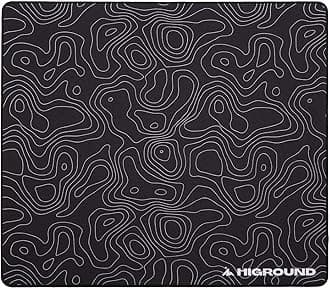 Higround BLACKICE Large Topograph Mousepad - Medium Speed, Stitched Edge for No Snag, Full Range of Motion, Thin Flat Stitched Edges, Non-Slip Rubber Base