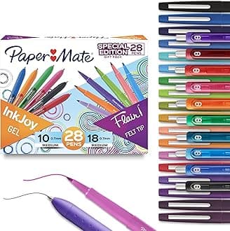 Pens Variety Pack, InkJoy Retractable Gel Pens, Flair Felt Tip Pens, Assorted, 28 Count
