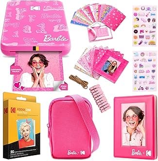 x Barbie Step Slim Portable Mobile Printer Instant Photo Printing Gift Set Barbie Style Signature + Case, Album, Stickers, 50 Stickers, Zink Paper 20 Sheets, Starter Bundle