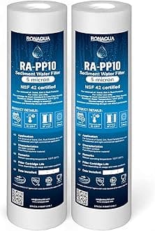 Ronaqua Sediment Water Filter Cartridge 10"x 2.5", Four Layers of Filtration, Removes Sand, Dirt, Silt, Rust, made from Polypropylene (2 Pack, 5 Microns)