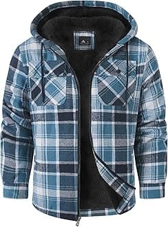 SCODI Men's Flannel Jacket Sherpa Lined Hoodies Zip Up Fleece Plaid Shirt Jackets Winter Outdoor Coat Warm Outwear